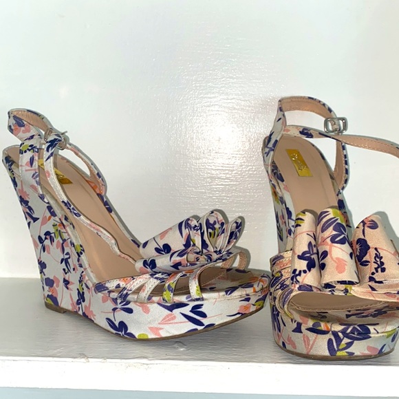 Qupid heels flower printed with bow tie - Picture 2 of 4